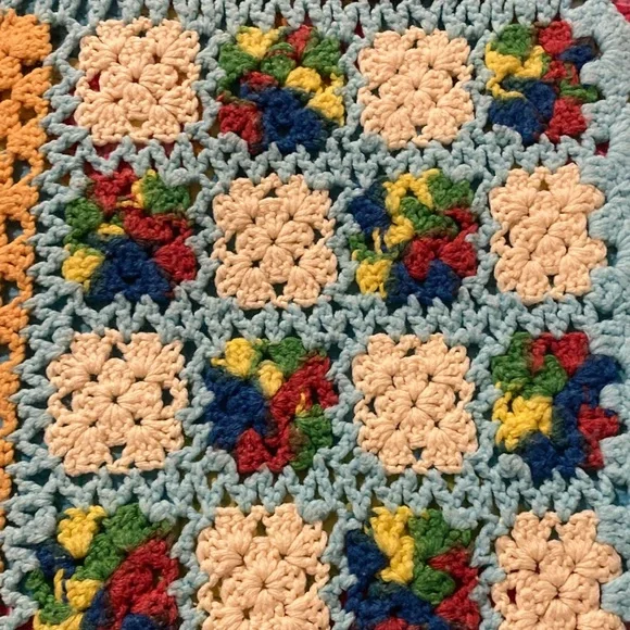 Handmade Colorful Patchwork Crochet Quilt - Picture 7 of 8